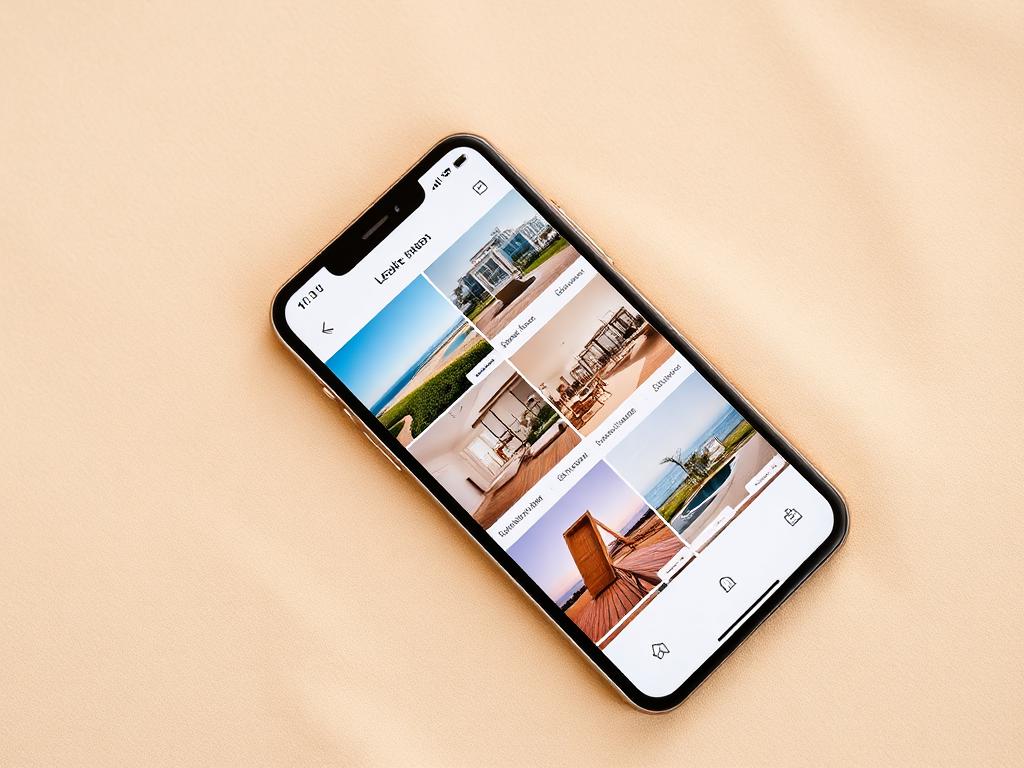 Listing photos arranged on a phone
