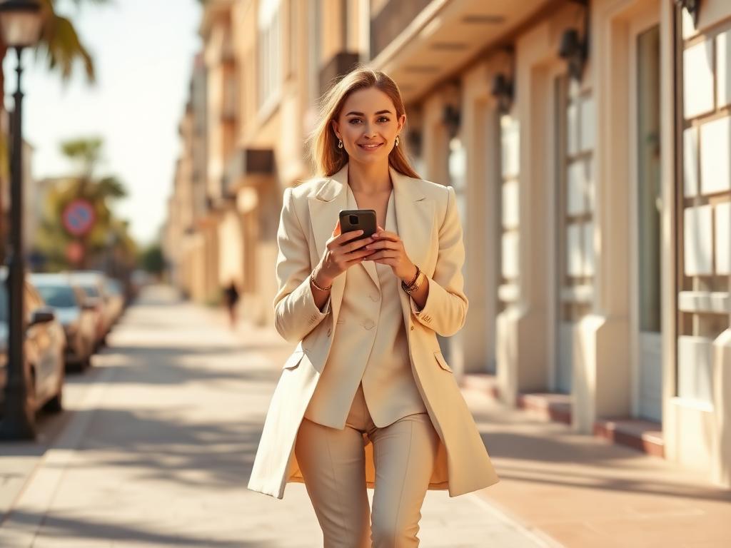 Agent walking with phone